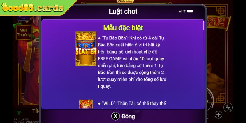 Thần Tài Giáng Lâm Good88 Trải Nghiệm Quay Hũ Đỉnh Cao 3 Luật chơi và cách tính thưởng nổ hũ Thần Tài Giáng Lâm